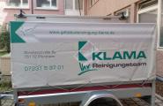 Firmenanhänger der Gebäudereinigung Klama in Pforzheim