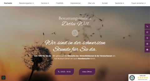 Webseite von: Würdevolle Bestattungen in Herzberg: Bestattungsinstitut Detlev Will Würdevolle Bestattungen in Herzberg: Bestattungsinstitut Detlev Will in Herzberg