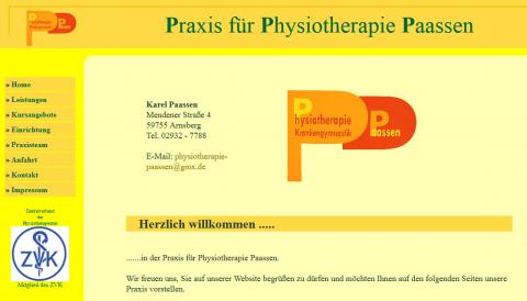 Praxis für Physiotherapie Paassen in Arnsberg in Arnsberg