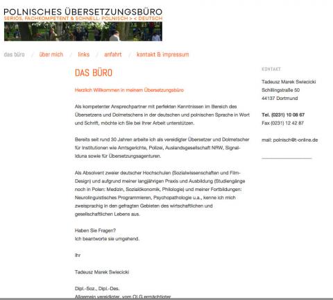 Polnisches Übersetzungsbüro in Dortmund: Dipl.-Soz., Dipl.-Des. Tadeusz Swiecicki in Dortmund