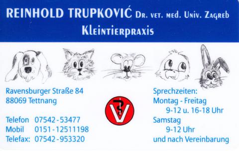 Kleintierpraxis Dr. vet. med. (Univ. Zagreb) Reinhold Trupkovic - Tierarzt in Tettnang in Tettnang