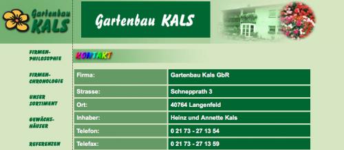 Firmenprofil von: Gärtnerei in Langenfeld: Gartenbau Kals 