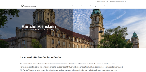Firmenprofil von: Strafrecht in Berlin: Expertise und Beratung bei der Kanzlei Arinstein
