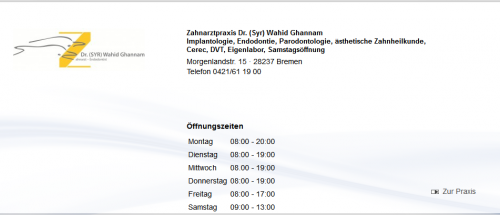 Firmenprofil von: Zahnarztpraxis für Implantologie Dr. (Syr) Wahid Ghannam in Bremen