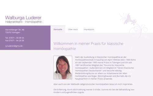 Firmenprofil von: Praxis für klassische Homöopathie: Heilpraktikerin Walburga Luderer in Tübingen