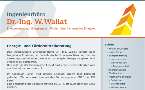Firmenprofil von: Energieberatung in Berlin: Ingenieurbüro Dr. Ing. W. Wallat