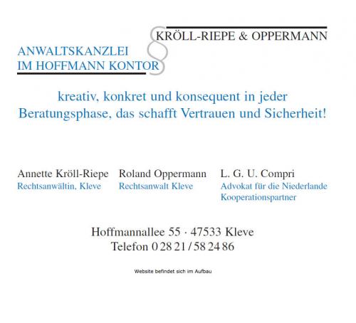 Firmenprofil von: Rechtsanwaltskanzlei in Kleve: Kröll-Riepe & Oppermann